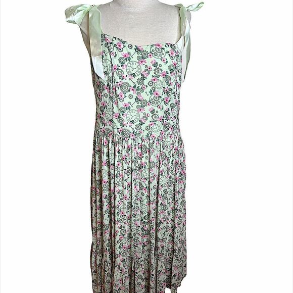 Hot Topic Sanrio colab Mint Floral Clocks & Gears Midi Dress - Picture 2 of 9